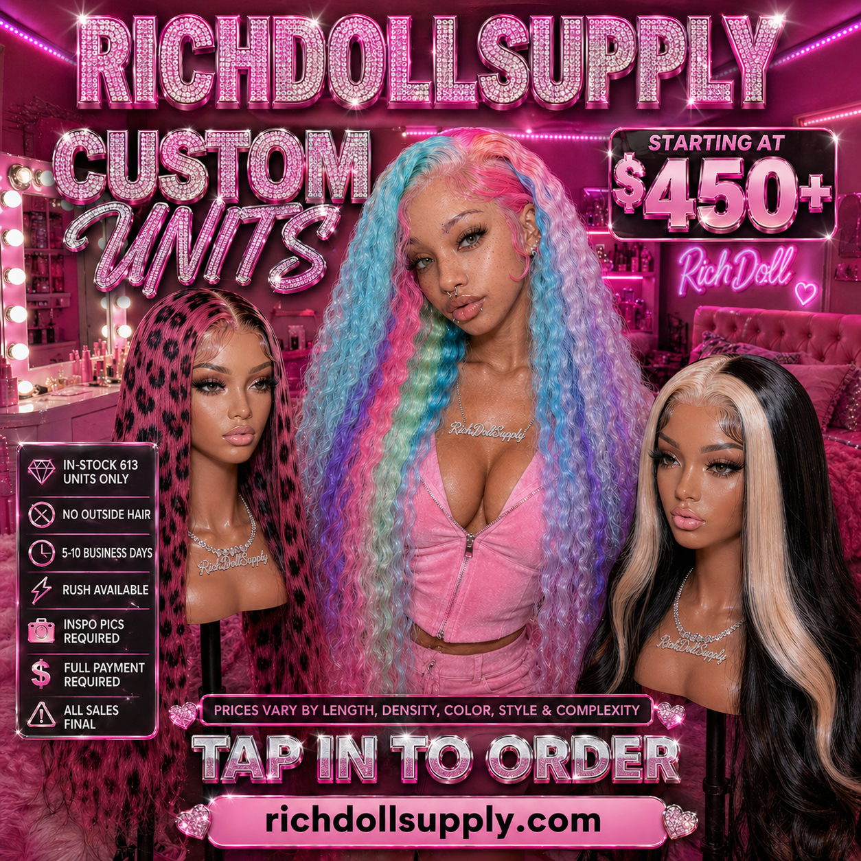 Custom Exotic RichDollSupply 613 13x6 Human Hair Unit